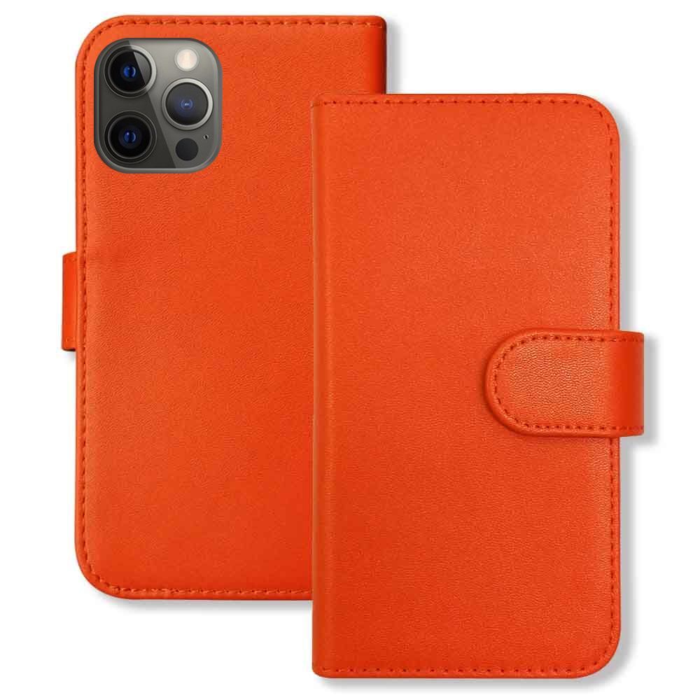 iPhone12 Pro Max スマホケース（オレンジ）手帳型 PUレザー 無地 ケース 横開き カード収納 カバー_画像1