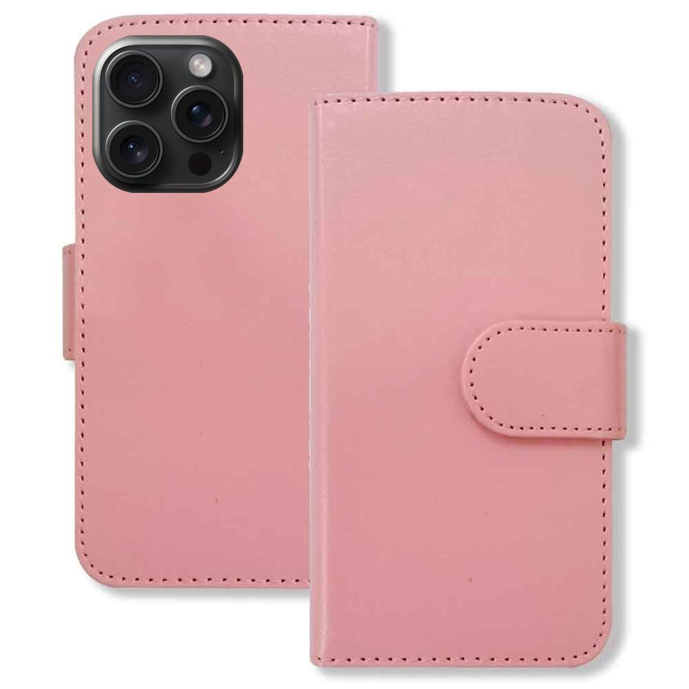 iPhone15 Pro Max スマホケース（ピンク）手帳型 PUレザー 無地 ケース 横開き カード収納 カバー_画像1