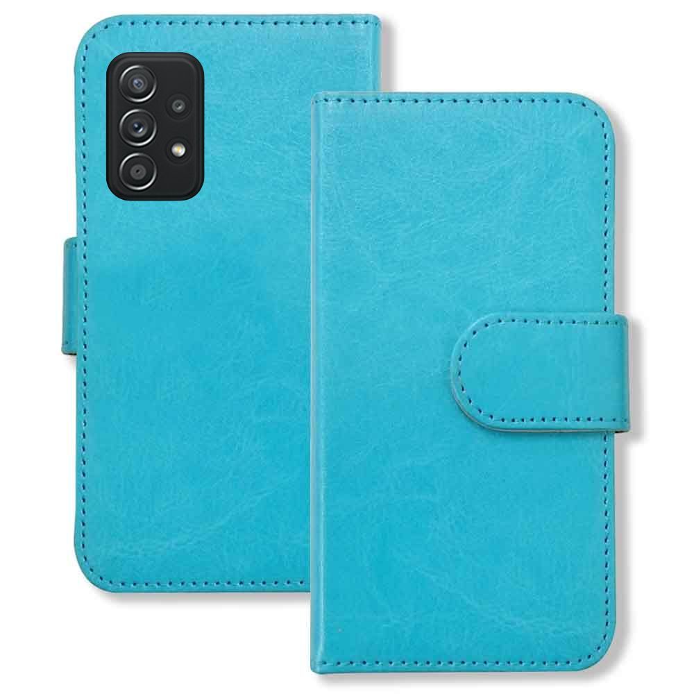 Galaxy A52 5G SC-53B スマホケース（ブルー）手帳型 PUレザー 無地 ケース 横開き カード収納 カバー_画像1
