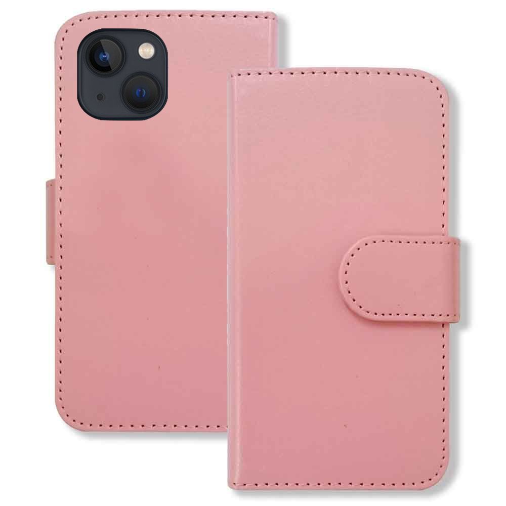 iPhone13 アイフォン13 スマホケース（ピンク）手帳型 PUレザー 無地 ケース 横開き カード収納 カバー_画像1