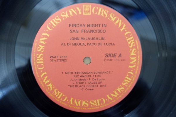 I3-017＜LP/香港盤/美盤＞「Friday Night In San Francisco」John McLaughlin / Al Di Meola / Paco De Lucaの画像4