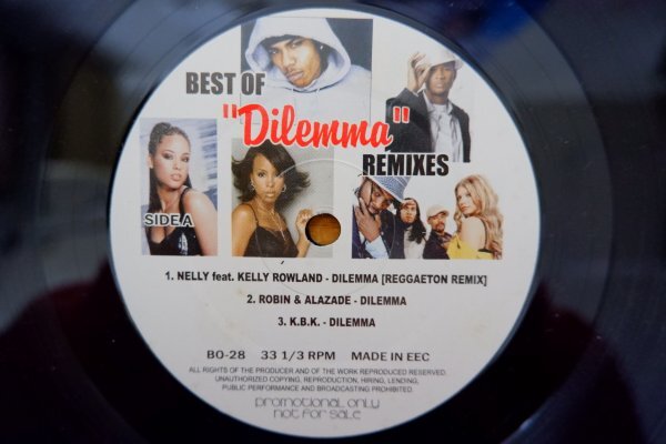 J3-160＜12inch/PROMO＞「Best Of Dilemma Remixes」Nelly/Dilemma (Reggaeton Remix)・Black Eyed Peas/Dilemma (Where Is The～ 他の画像1