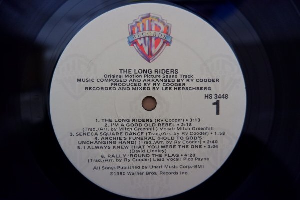 L3-300＜LP/US盤/美盤＞Ry Cooder / The Long Riders (Original Sound Track)_画像4