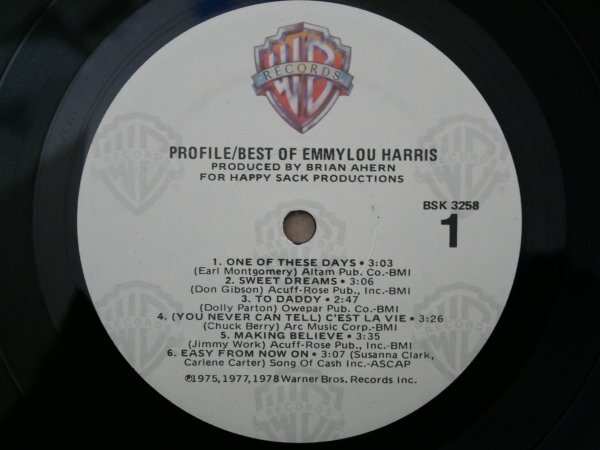 N3-168＜LP/US盤/美盤＞ エミルー・ハリス Emmylou Harris /「Profile / Best Of Emmylou Harris」の画像4