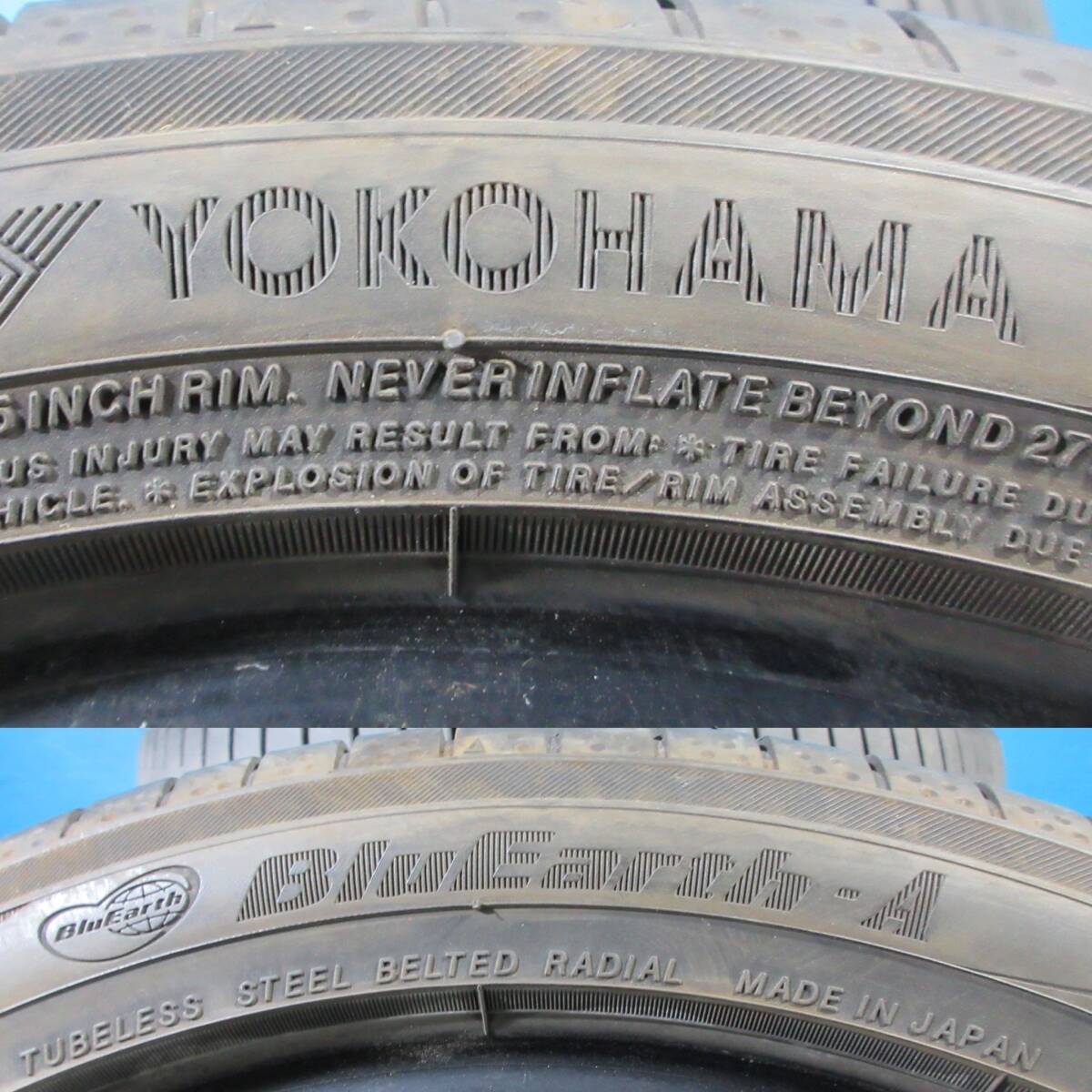 パンク修理済タイヤ 2020年製 ヨコハマタイヤ ブルーアース YOKOHAMA BluEarth-A 185/50R16 81H 4本 №07667A 室内保管 夏タイヤの画像9