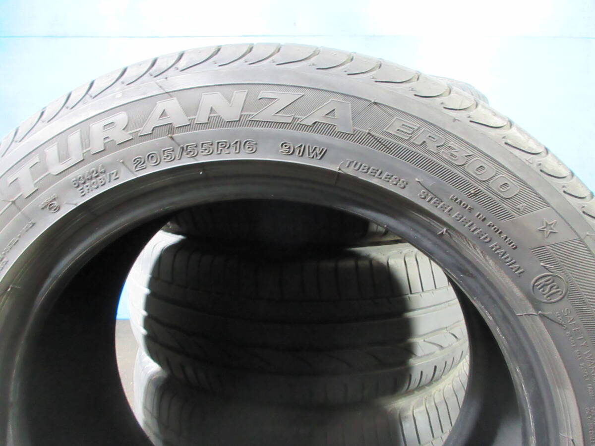 中古ブリヂストンタイヤ BRIDGESTONE TURANZA ER300☆ 205/55R16 91W 4本 №07660C 室内保管 夏タイヤ オンロードタイヤの画像10