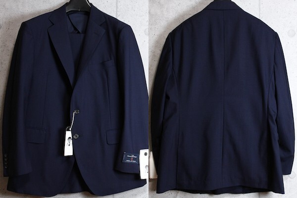 新品 オンワード樫山 五大陸/gotairiku AIR WEAR 春夏 日本製 最高級 ゼニア/Zegna クールエフェクト スーツ38B/BB6/幅広L/紺/13.2万_画像2