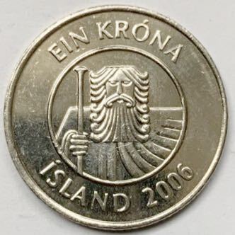 海外コイン アイスランド 1クローナ 2006年の画像2