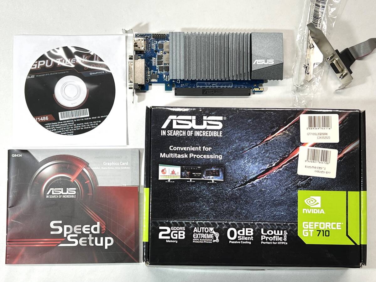 □【簡易動作確認済】 ASUS GeForce GT 710 2GB GDDR5 PCI Express ビデオカード グラフィックボード グラボ ファンレス □ W03-0304_画像1