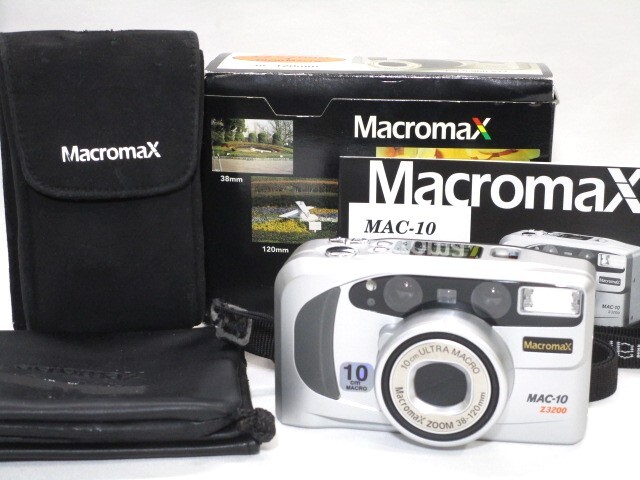 ☆GOKO Macromax MAC-10 Z3200 コンパクトフィルムカメラ 10cm ULTRA MACRO / ZOOM 38-120mm ケース 箱付き 通電OK ジャンク☆ S06-0318_画像1