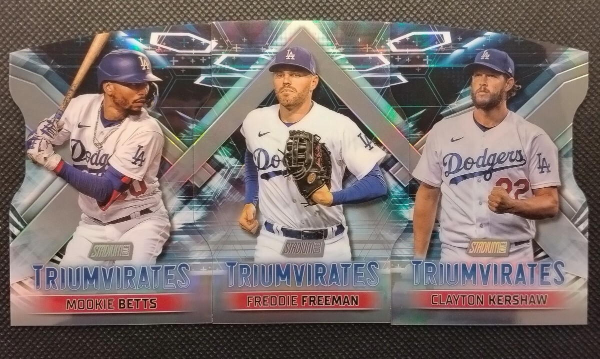 ベッツ フリーマン カーショウ 3枚セット 【2023 TOPPS STADIUM CLUB TRIUMVIRATES T-22 & T-23 & T-24】 ドジャース 三頭政治の画像1