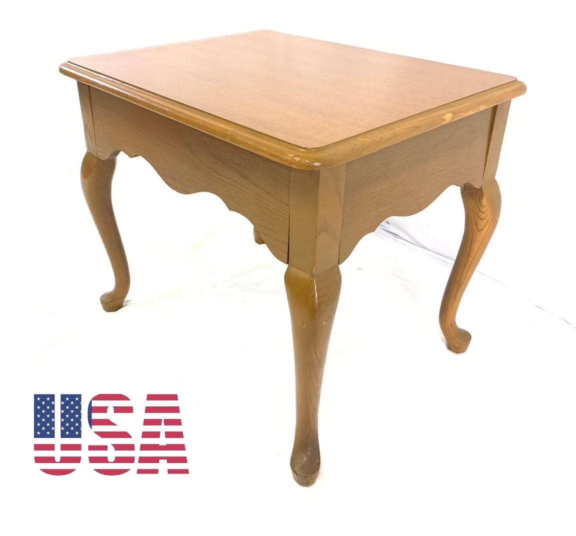【米軍放出品】サイドテーブル 猫脚 エンドテーブル ナイトテーブル アンティーク アメリカ家具 ロココスタイル ネコ脚(200)XC29JK-N#24の画像1