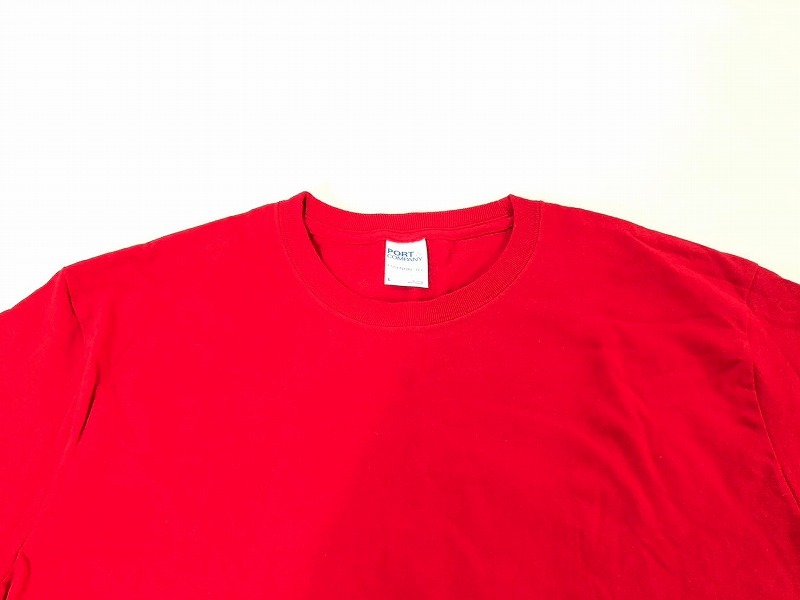 【米軍放出品】PORT&COMPANY エッセンシャルTシャツ Lサイズ 2枚 長袖 ロングスリーブ 赤/レッド (60) ☆BB27RK-W#24の画像3