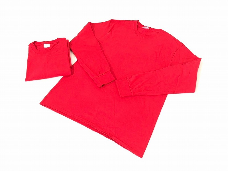 【米軍放出品】PORT&COMPANY エッセンシャルTシャツ Lサイズ 2枚 長袖 ロングスリーブ 赤/レッド (60) ☆BB27RK-W#24の画像1