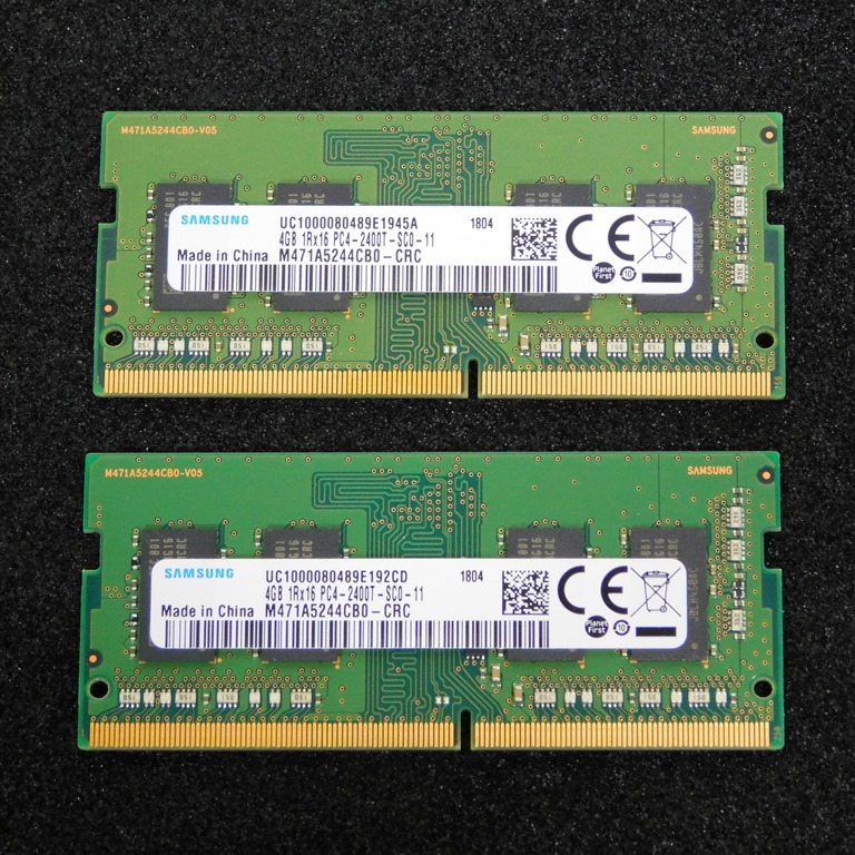 【SAMSUNG】【8GB (4GBx2)】【PC4-19200 / DDR4-2400T】【S.O.DIMM】【動作確認済み】＜管理：SAM-2400T1804-4G2＞_画像1