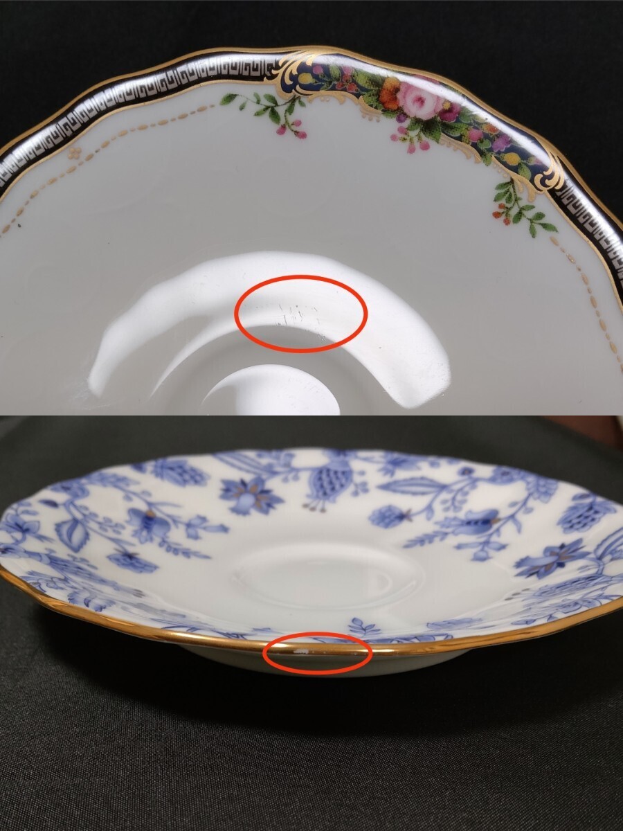 Noritake ノリタケ アソート ティーカップ＆ソーサー5客セット 絵変わり花柄 色絵 金彩 金縁 洋食器 【現状品】xy520102の画像10