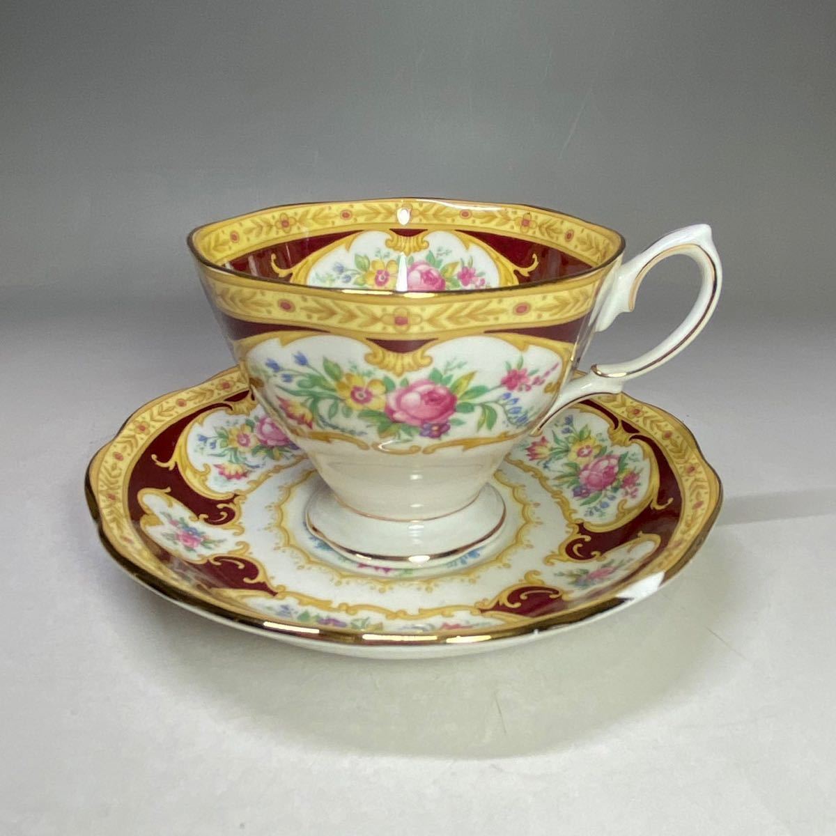 ROYAL ALBERT ロイヤルアルバート 花柄 カップ ソーサー レディ ハミルトン 洋食器 金彩_画像1