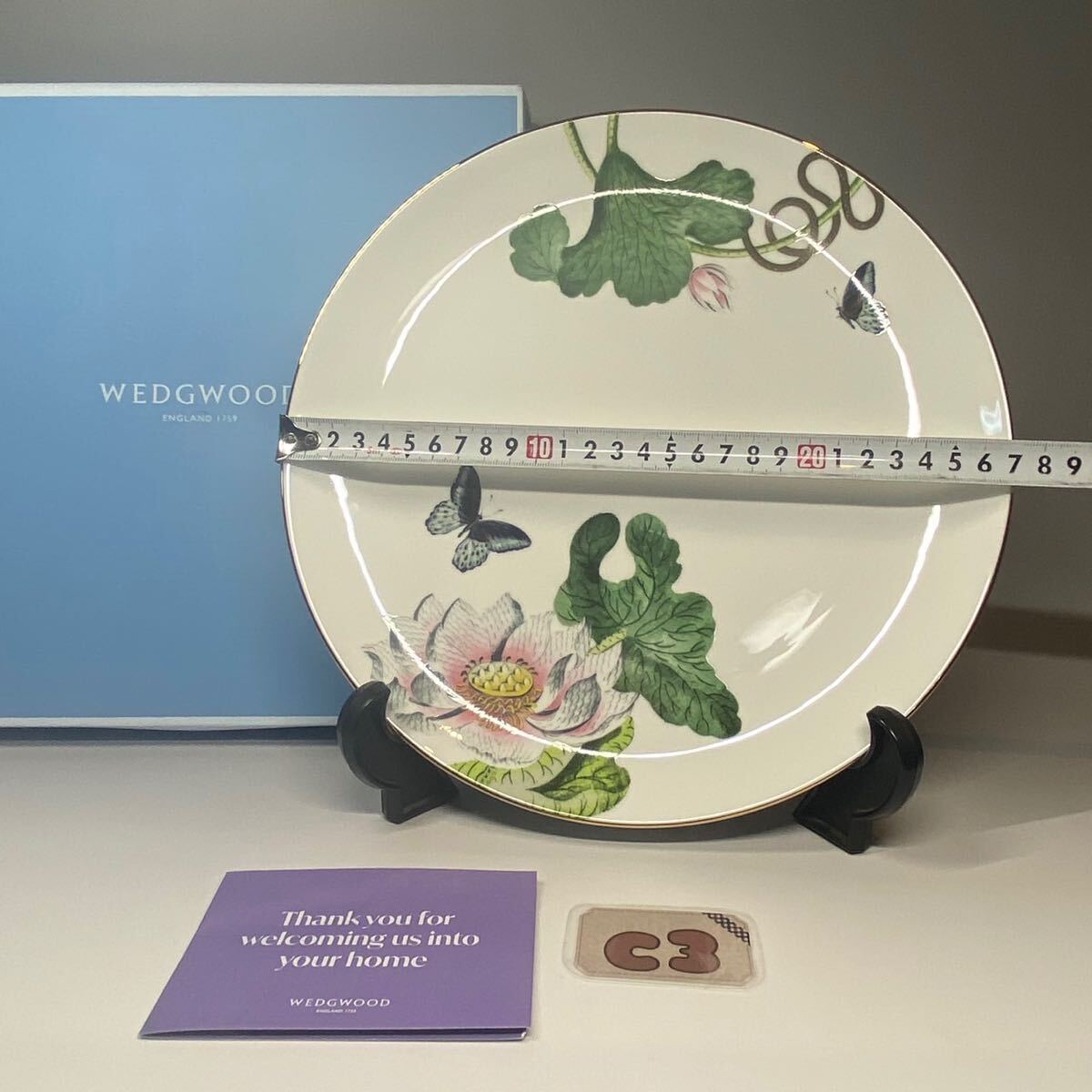 未使用 WEDGWOOD ウェッジウッド ワンダーラスト ウォーターリリー プレート 蝶々　箱付 英国 イギリス　大皿 27cm_画像7