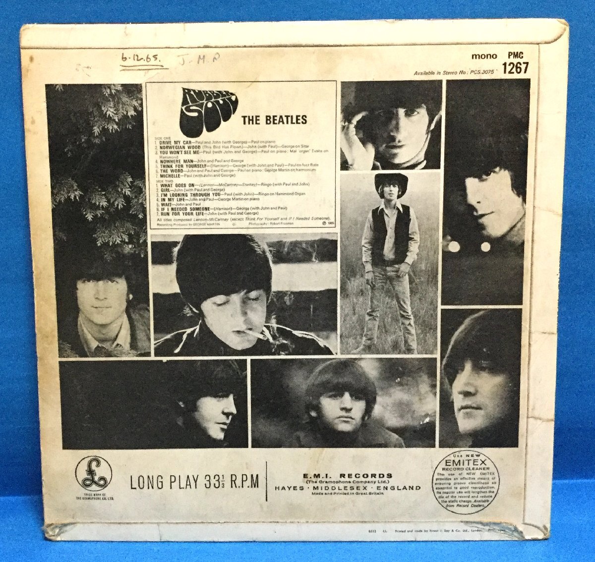 珍品 エラーレコード LP 洋楽 The Beatles / Rubber Soul 英盤 1/1 ラウドカット mono UKオリジナル ラベルエラー_画像2