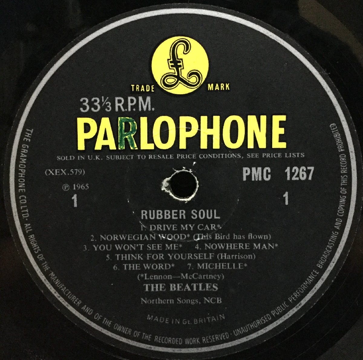 珍品 エラーレコード LP 洋楽 The Beatles / Rubber Soul 英盤 1/1 ラウドカット mono UKオリジナル ラベルエラー_画像4