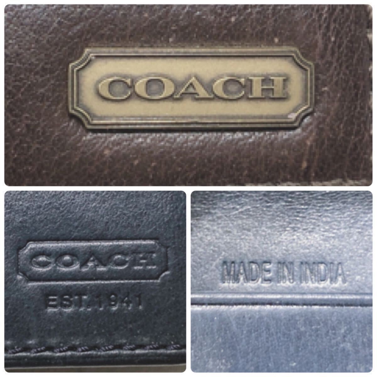 ☆COACH☆ コーチ カードケース 名刺入れ ブラウン 茶色 レザー 本革 シンプル コンパクト メンズ 男性 紳士 送料無料の画像3