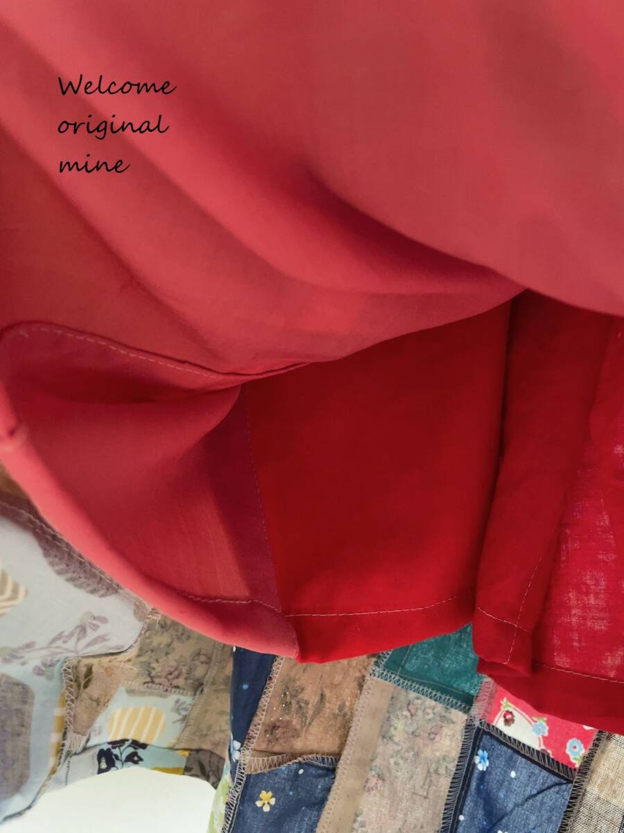 S-16　cotton＆綿麻＆起毛コットン&リネンetc花・チェックパッチスカート handmade_画像8
