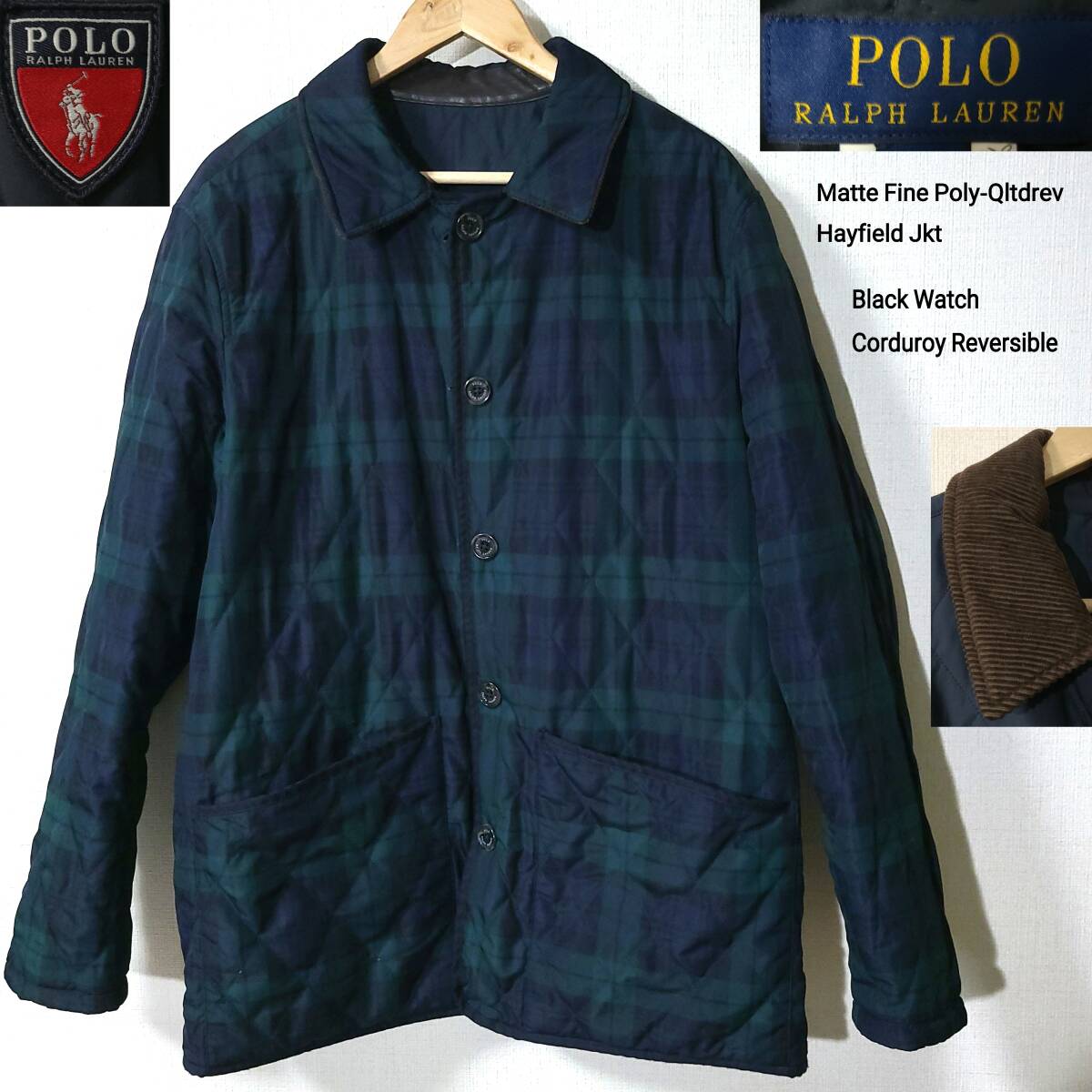 完売モデル ポロ ラルフローレン POLO Ralph Lauren キルティングジャケット ブラックウォッチ チェック コーデュロイ リバーシブル 2021_画像1