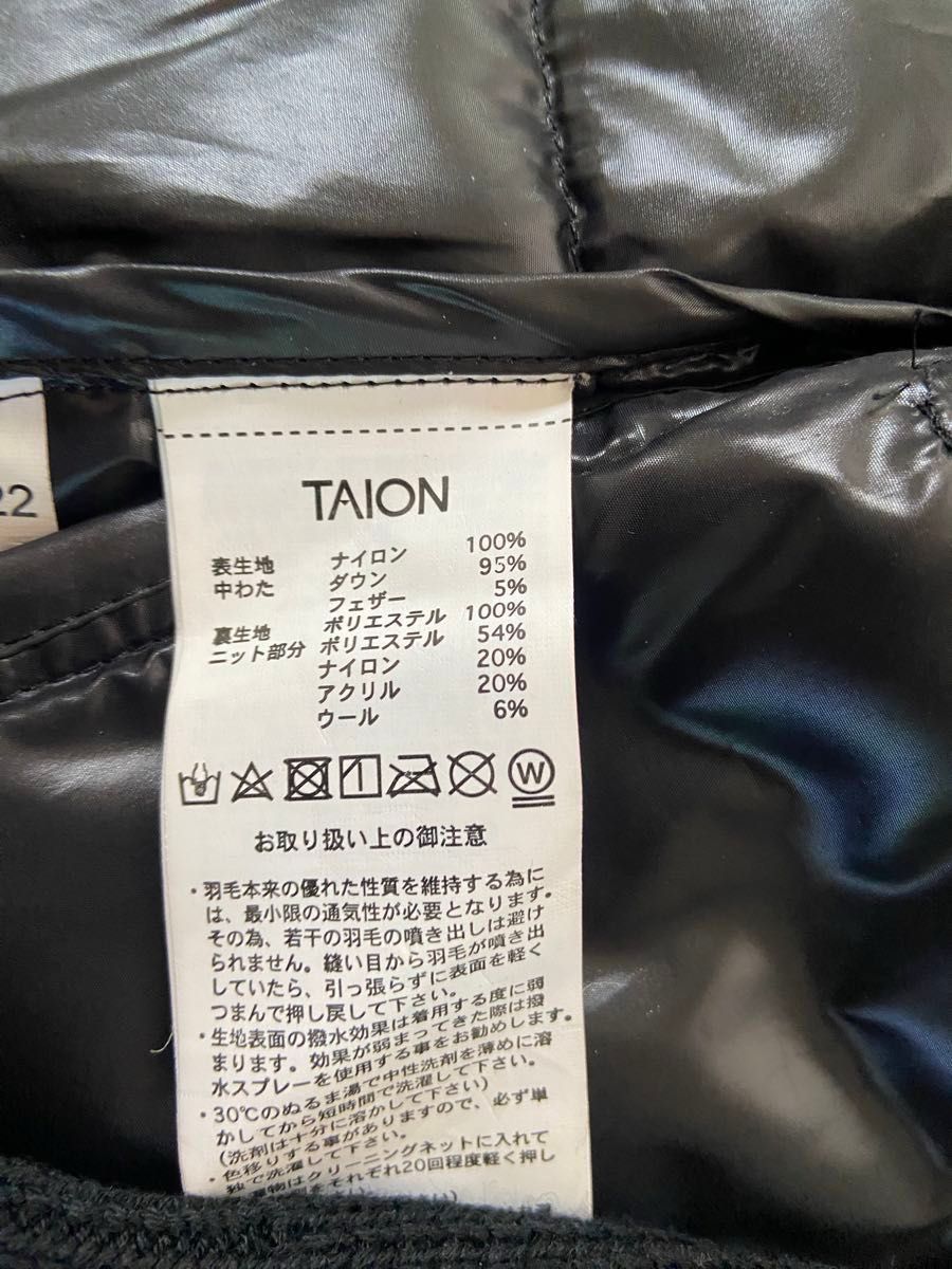 TAION    【UNISEX】ベーシック クルーネックWジップ ニットスリーブダウンジャケット　XL