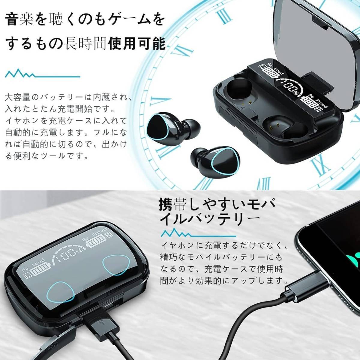 即決 ワイヤレス Bluetooth イヤフォン ノイズキャンセリング ワイヤレスイヤホン Bluetooth 充電ボックス Hi-Fi イヤホン 高品質_画像4