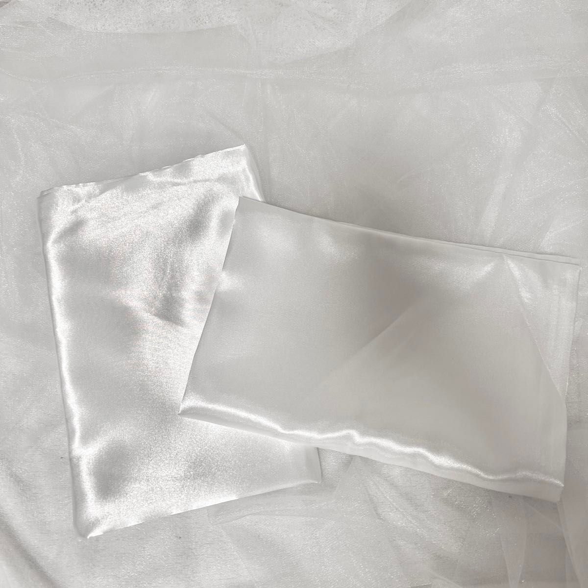 ホワイト 枕カバー 50×60 シルク シルク枕カバー 寝具 2枚 SET