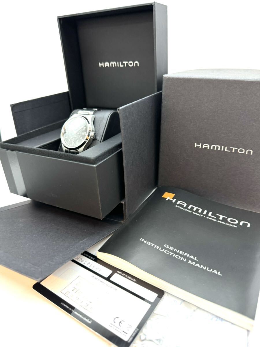 ☆HAMILTON ハミルトン AT/自動巻き メンズ腕時計 カーキ H705950 2824-2 黒文字盤 デイト/の画像2