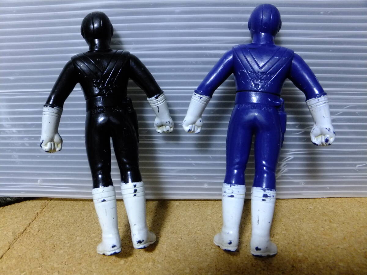  Junk б/у super Squadron Mini sofvi Chikyuu Sentai Fiveman пять черный пять голубой подлинная вещь retro 1990 год производства сделано в Японии JAPAN