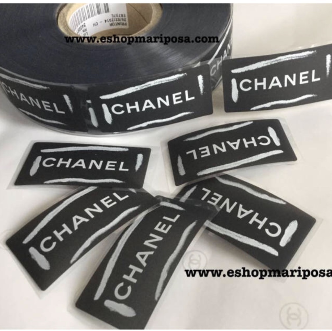 CHANEL◆非売品 シャネル ロゴシール 2種 10枚 クリア & 黒色 x ホワイトロゴ入り ロゴステッカー 正規品 ラッピングリボンに ノベルティ_画像6