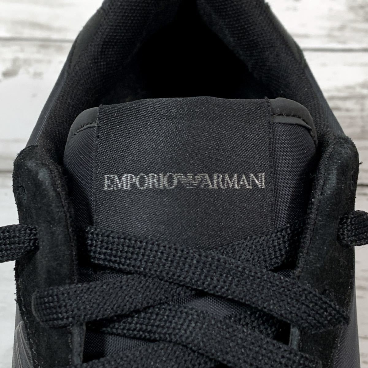 EMPORIO ARMANI エンポリオ アルマーニ サイドロゴ スニーカー X4X533 ブラック 黒 US8 26cm_画像8