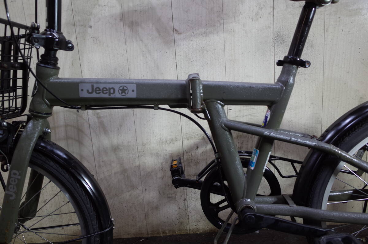 人気美品！JEEP 20インチ シマノ6速 BAA 折り畳み自転車 GREEN カゴ付きの画像6