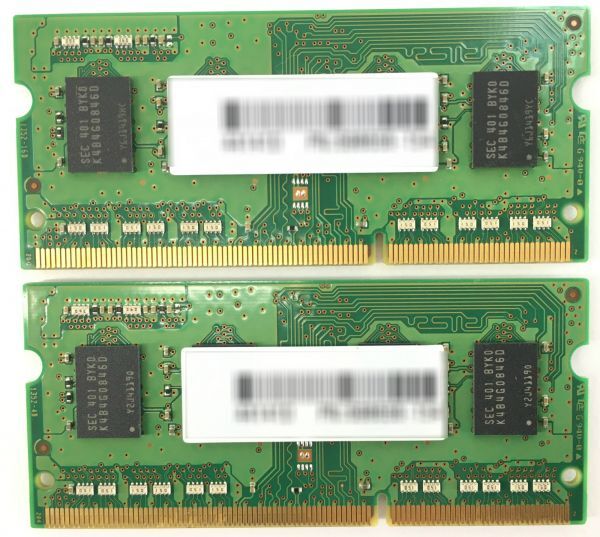 【4GB×2枚組】低電圧版 SAMSUNG PC3L-12800S(DDR3L-1600) 1R×8 計8GB 中古メモリー ノート用 DDR3 即決 動作保証【送料無料】_画像3