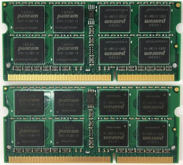 【8GB×2枚組】低電圧版 panram PC3L-12800S 2R×8 計16GB DDR3L-1600 中古メモリー ノート用 DDR3L 即決 動作保証【送料無料】_画像3