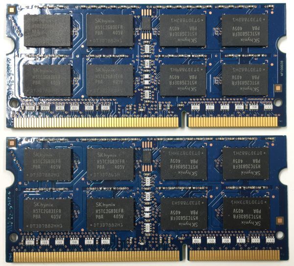 【4GB×2枚組】低電圧版 SKhynix PC3L-12800S 2R×8 DDR3L-1600 計8GB 中古メモリー ノート用 DDR3L 即決 動作保証【送料無料】_画像3