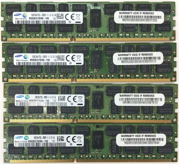 【16G×4枚組】低電圧版 SAMSUNG PC3L-12800R 2R×4 計64GB 中古メモリー サーバー用 DDR3L 即決 動作保証【送料無料】の画像2