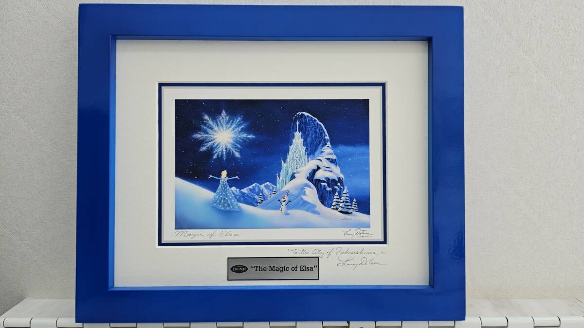 【F7356】Disney FROZEN アナと雪の女王 サイン入りアート Magic of Elsa 複製絵画 2014年