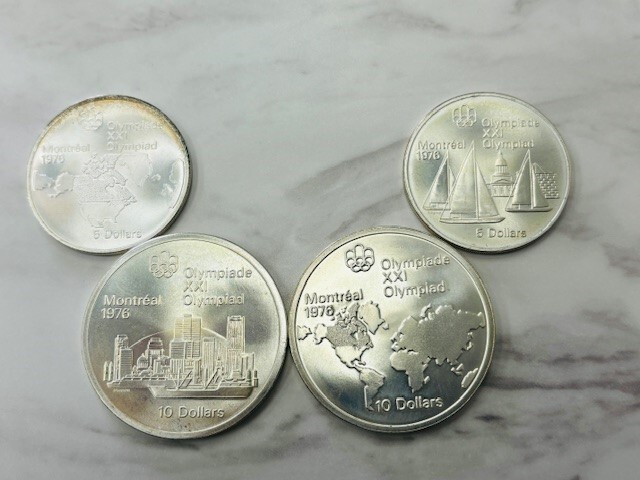 【F7489】カナダ モントリオール オリンピック 銀貨 1976年 5ドル 10ドル 外国銭 古銭 プルーフコインセット_画像1