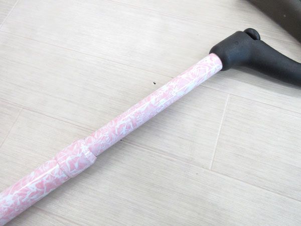  postage 300 jpy ( tax included )#kh357# Kobe stick one touch less -step adjustment with function cane pink 7095 jpy corresponding [sin ok ]