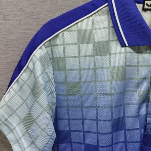 C71 Butterfly бабочка рубашка-поло с коротким рукавом M оттенок голубого многоцветный градация Logo настольный теннис спорт тренировка p Ractis 