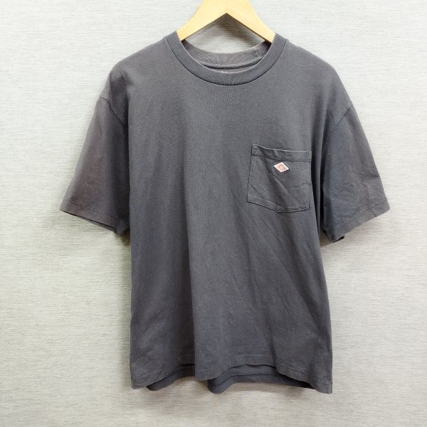 C168 DANTON ダントン Tシャツ 半袖 カットソー 胸ポケット ワンポイント ワッペン カジュアル メンズ グレー系 サイズ 44_画像1