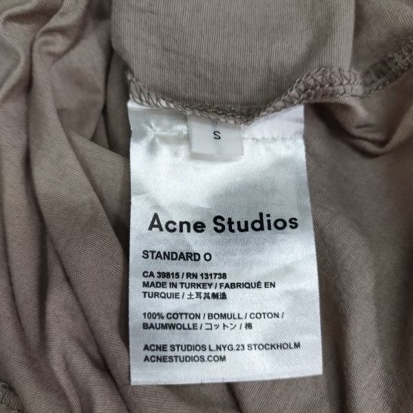 C219 Acne Studios アクネ ストゥディオス 半袖 Tシャツ S ライトブラウン カットソー 無地 シンプル スタンダード クルーネックの画像7