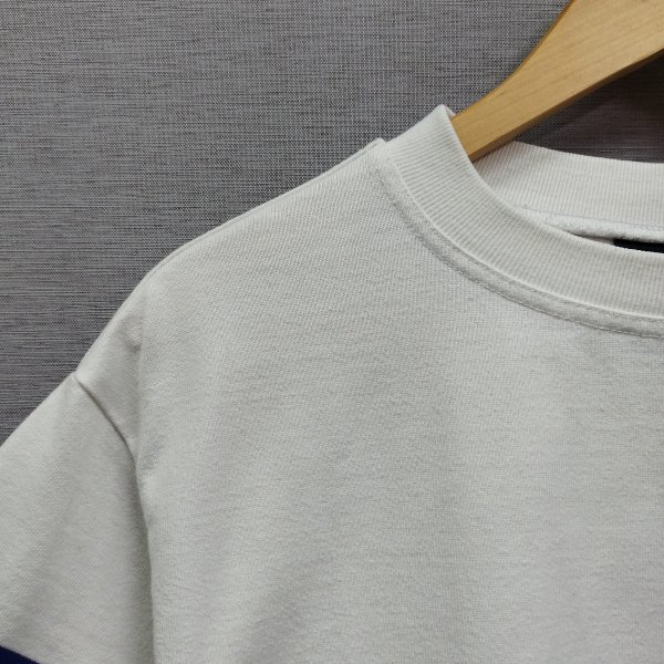 C368 canterbury カンタベリー 半袖 カットソー Tシャツ L ホワイト ブルー ボーダー イージーケア 速乾性 クルーネック ワンポイント_画像3