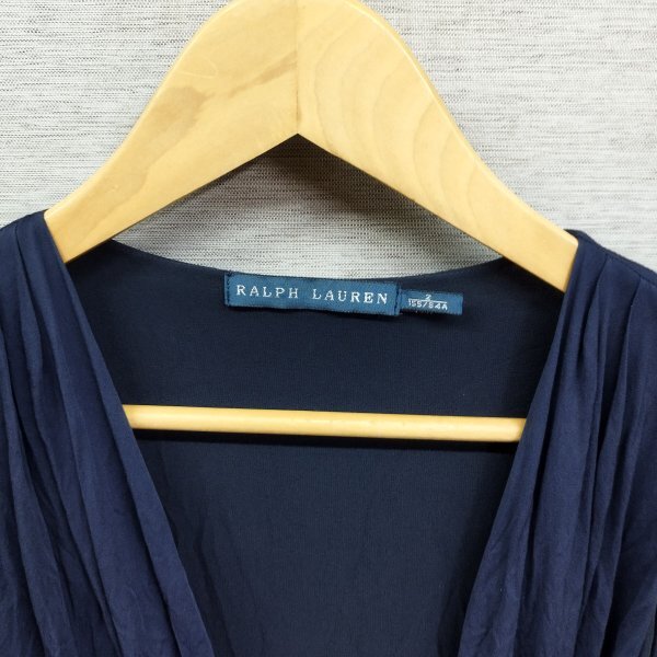 C387 Ralph Lauren Ralph Lauren no sleeve kashu cool ... fine quality silk silk 100% blouse shirt lady's navy size 2