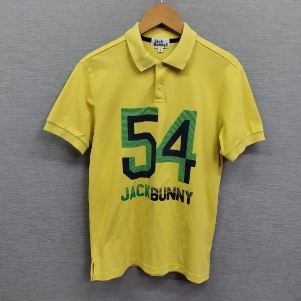 C472 JACK BUNNY!! ジャックバニー 半袖 ポロシャツ 4 イエロー ロゴ ナンバリング GOLF ゴルフ ウェア ブラジル カラーリング スポーツ_画像1