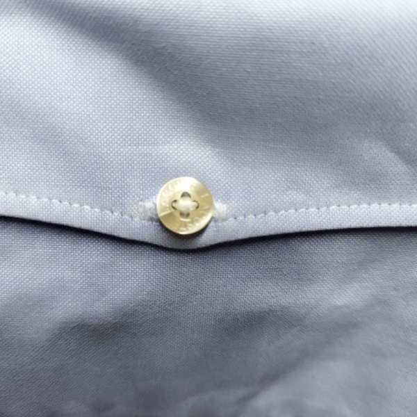 C588 LACOSTE ラコステ 半袖 ボタンダウン シャツ ワンポイント ロゴ 刺繍 シンプル 襟 羽織 メンズ ライトブルー サイズ 3の画像8