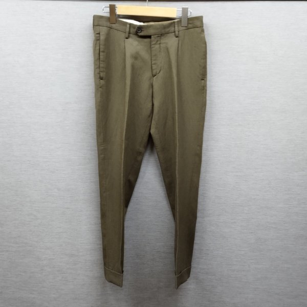 Z726 UNITED ARROWS green label relaxing ユナイテッドアローズ グリーンレーベルリラクシング パンツ 76 スラックス ブラウン リネン混_画像1